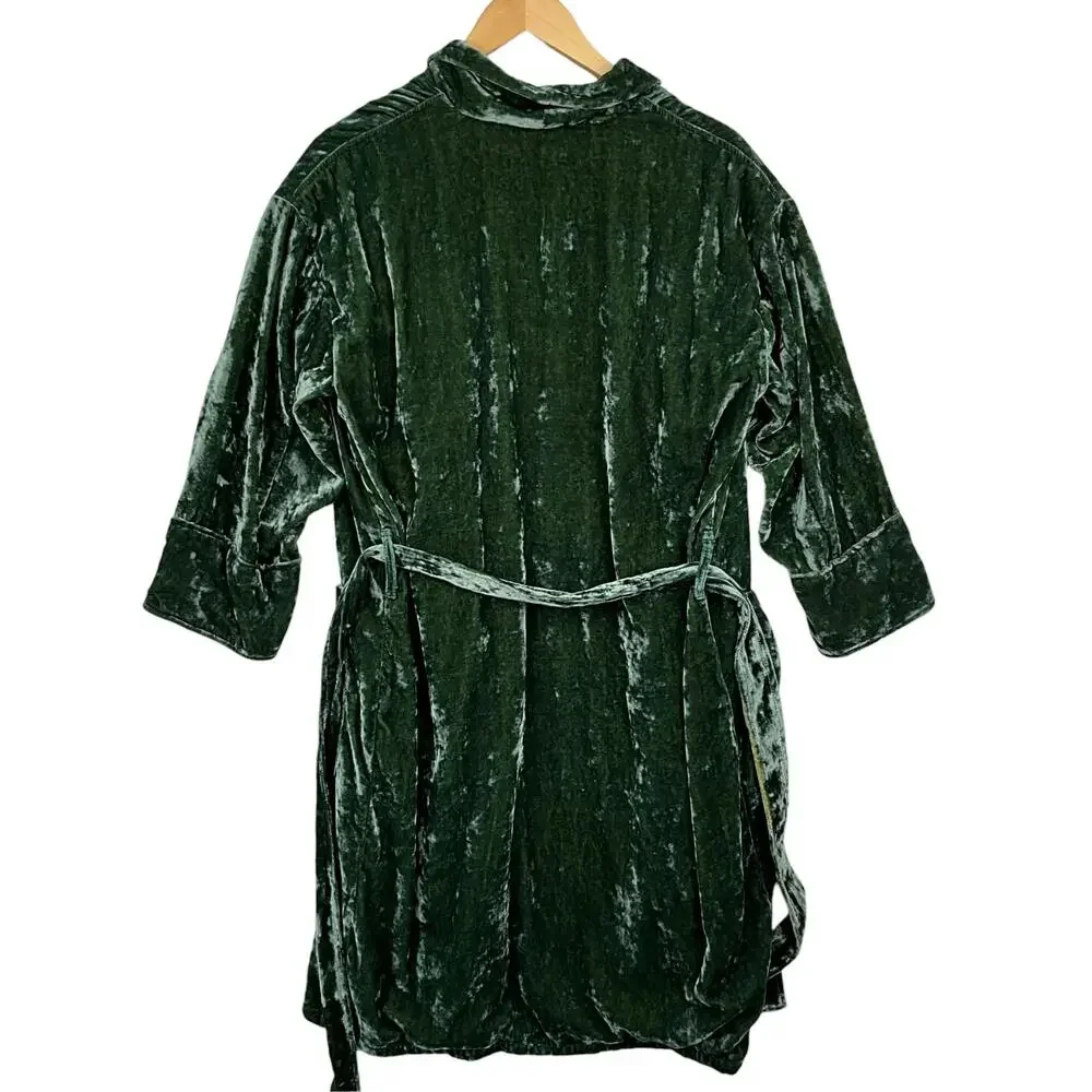 Pottery Barn Teen Slytherin Robe Kids Medium Green Velvet Harry Potter Belted